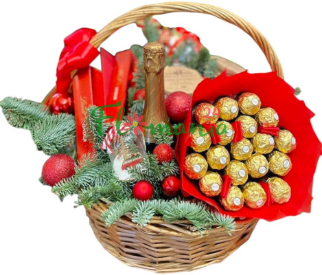 Праздничная корзинка с конфетами «Jingle Bells»